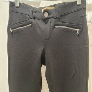 Democracy Jet Black Skinny Pants with Silver Zippers- Stretch